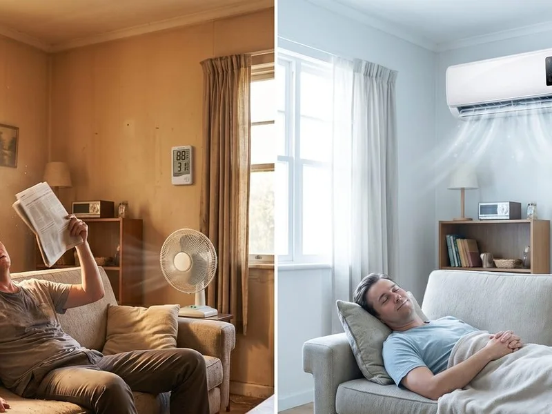 Room being cooled by a wall-mounted air conditioner