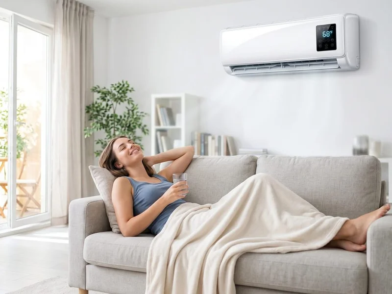 Close-up detail of a wall-mounted air conditioner