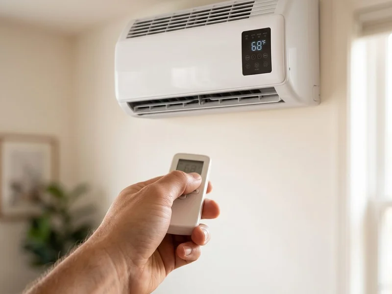 Close-up of an air conditioner's controls and remote