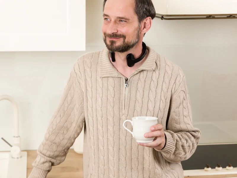 Pulsetto vagus nerve stimulation device worn around the neck