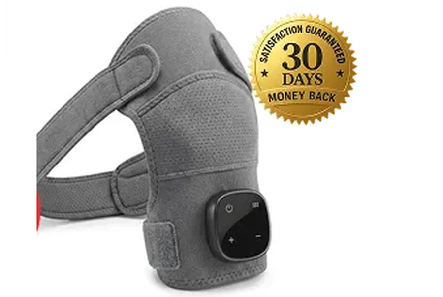 Vital Shoulder Massager wrap with adjustable straps and a control pad