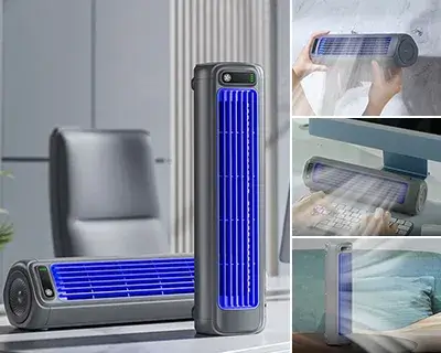 Froza AC — rafraîchisseur d'air évaporatif portable de 505 g, format compact, vue produit officielle