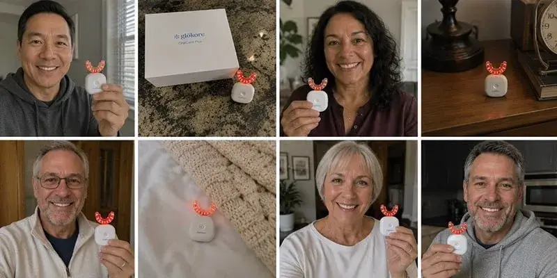 Collage of verified Glokore OralCare Plus customer reviews
