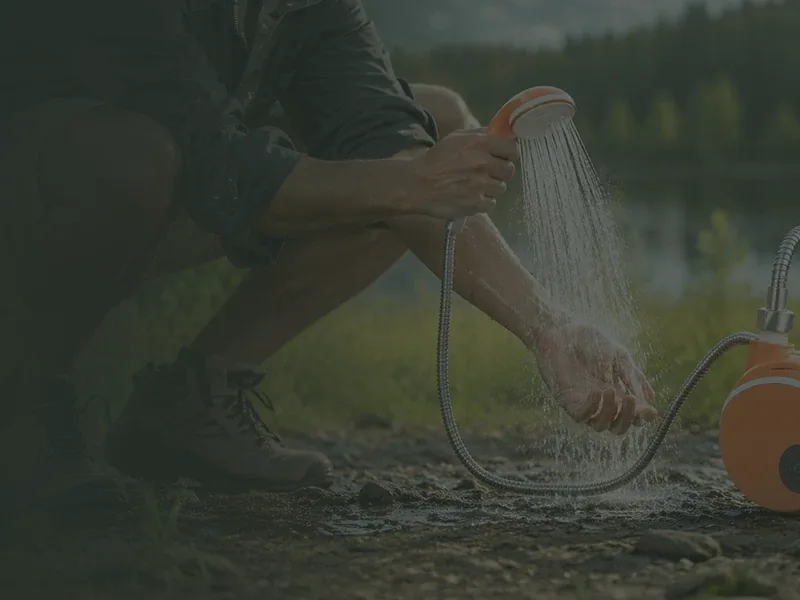 Shower set up at a campsite