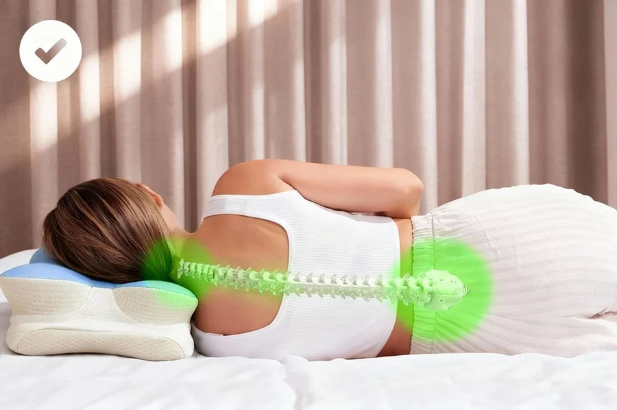 Side-sleeping posture with the spine in neutral alignment