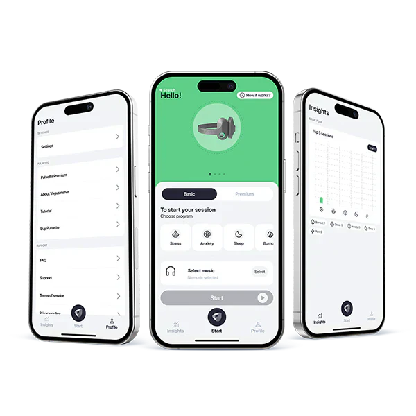 Pulsetto companion app on a smartphone
